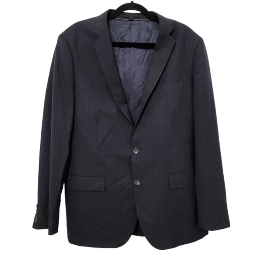 J. Crew Ludlow Slim-Fit Loro Piana Wool Black Pinstripe Men's Suit Jacket Office